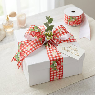 Ruban En Satin Ruban de satin Cottagecore fraise gingham rouge