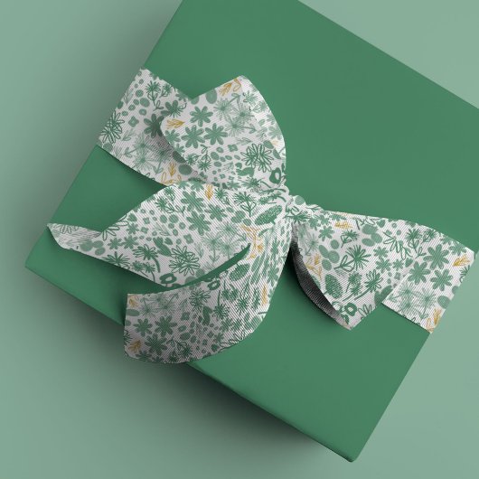 Ruban En Satin Ruban de satin floral chic vert