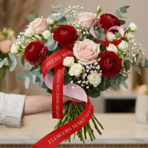 Ruban de satin floral rouge personnalisé pour cade