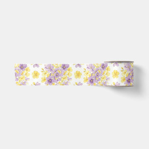Ruban En Satin Ruban de satin floral violet or aquarelle