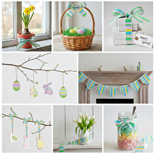 Ruban En Satin Ruban de satin rayé pastel