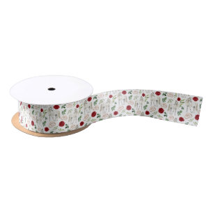Ruban En Satin Ruban de satin rouge floral équestre rustique