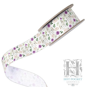 Ruban En Satin Ruban de satin violet floral équestre rustique
