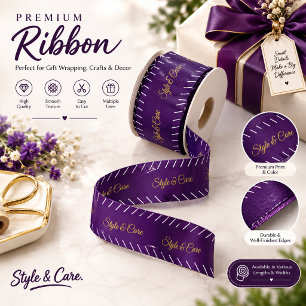 Ruban En Satin Ruban de satin violet foncé à marque de fabrique p