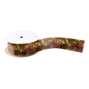 Ruban En Satin Ruban de scintillement de satin de Noël