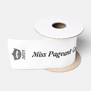 Ruban En Satin Ruban de type Amérique Miss Couronne Noire Satin