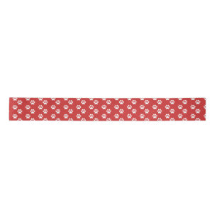 Ruban En Satin Ruban Empreinte de patte rouge bordeaux et blanc