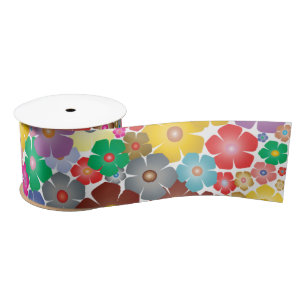 Ruban En Satin ruban fleur arc-en-ciel fleurit