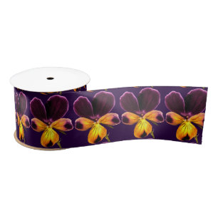 Ruban En Satin Ruban fleuri violet jaune Fleur Satin
