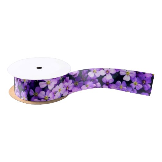Ruban En Satin Ruban Fleurs violettes (Bobine)