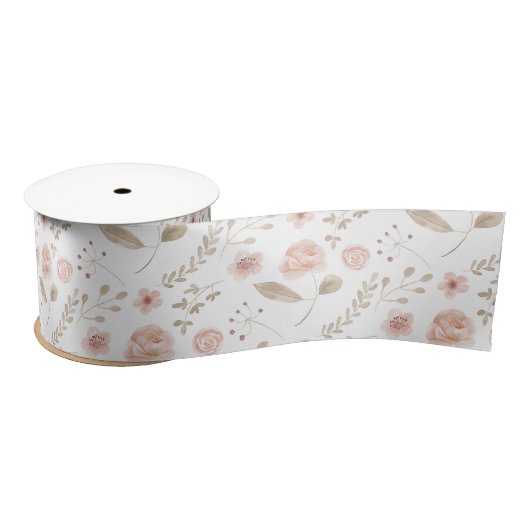Ruban En Satin Ruban floral aquarelle  (Bobine)