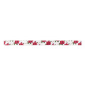 Ruban En Satin Ruban Mariage blanc Motif Rose rouge (Devant)