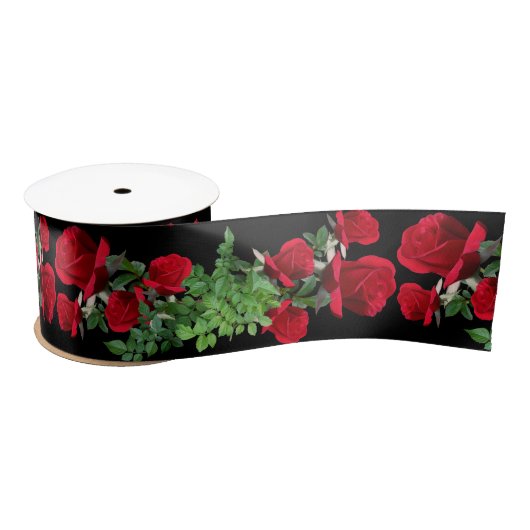 Ruban En Satin Ruban Mariage des Roses Rouges réelles (Bobine)