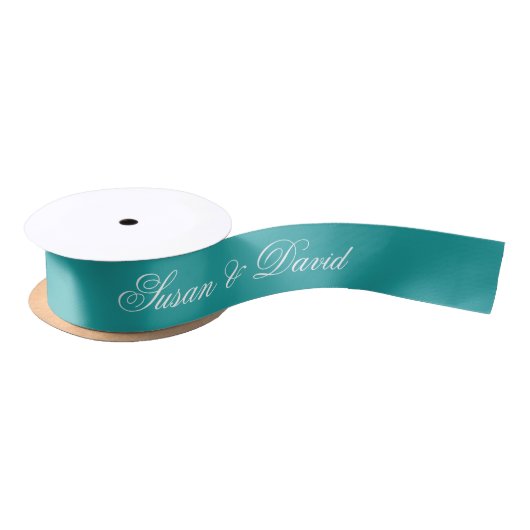 Ruban En Satin Ruban Mariage turquoise - Calligraphie simple et é (Bobine)