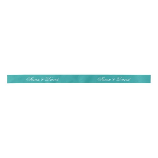 Ruban En Satin Ruban Mariage turquoise - Calligraphie simple et é (Devant)
