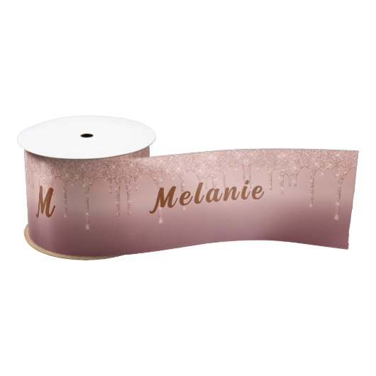 Ruban En Satin Ruban Parties scintillant or rose Nom et lettre pe (Bobine)