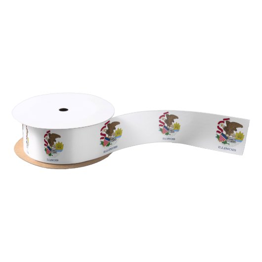 Ruban En Satin Ruban patriotique avec Drapeau de l'Illinois, U.S. (Bobine)