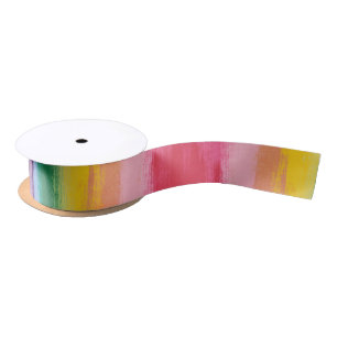 Ruban En Satin Ruban peint d'arc-en-ciel