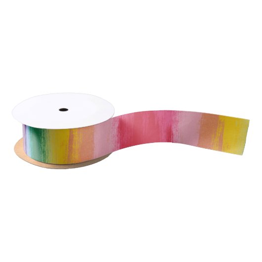 Ruban En Satin Ruban peint d'arc-en-ciel (Bobine)