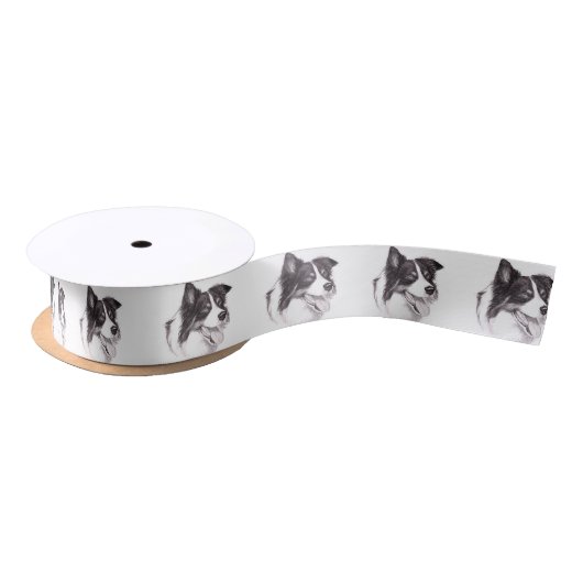 Ruban En Satin Ruban principal d'art de chien de border collie (Bobine)