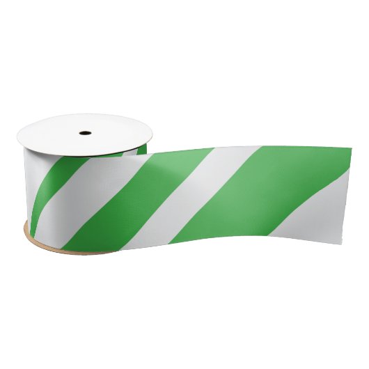 Ruban En Satin Ruban rayé classique Sucre de canne vert et blanc (Bobine)
