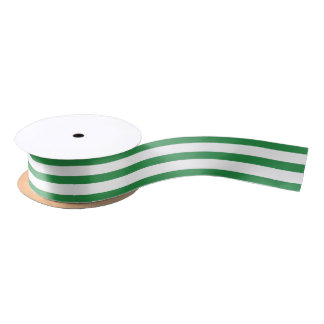 Ruban En Satin Ruban rayé vert et blanc