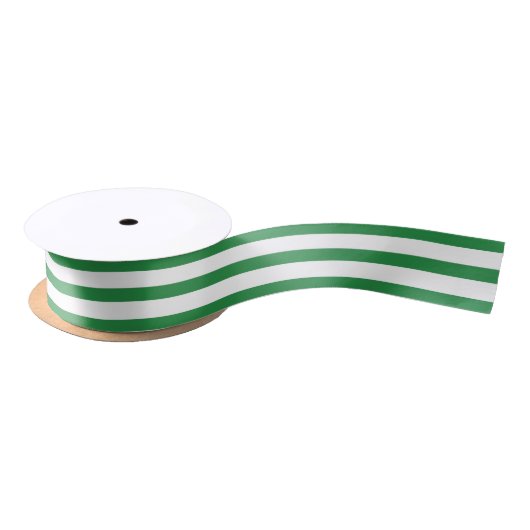 Ruban En Satin Ruban rayé vert et blanc (Bobine)