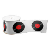 Ruban En Satin Ruban Retro Vinyl Record 3" avec Étiquette rouge (Bobine)