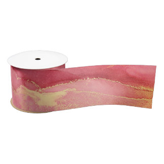 Ruban En Satin Ruban rose clair or satin