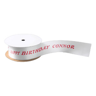 Ruban En Satin Ruban rouge anniversaire avec nom