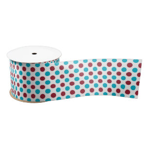 Ruban En Satin Ruban rouge et Turquoise Polka Dot 3 pouces