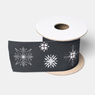 Ruban En Satin Ruban Silver Snowflake Holiday Satin