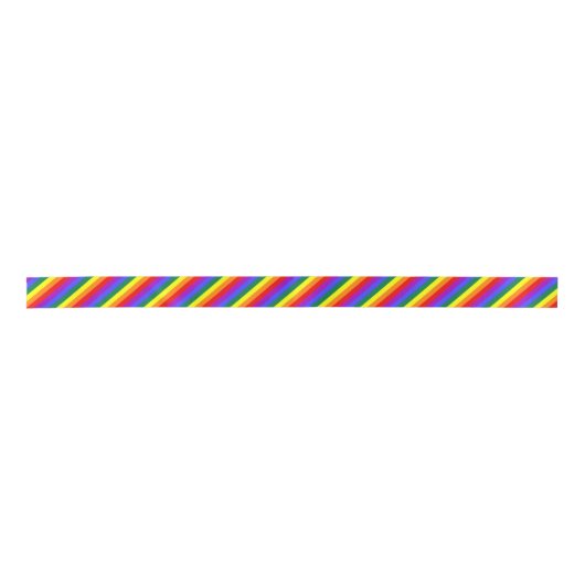Ruban En Satin Ruban solide de DiagonalStripes d'arc-en-ciel (Devant)