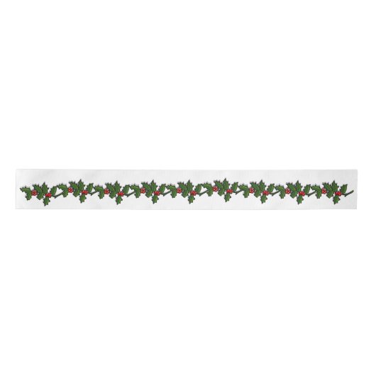Ruban En Satin Ruban - Sting Holly Branches avec Berries (Devant)