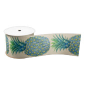 Ruban En Satin Ruban tropical bleu hawaïen d'ananas (Bobine)