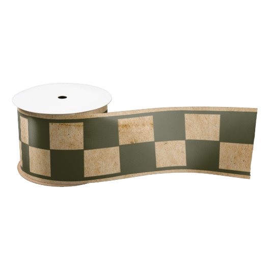 Ruban En Satin Ruban vert À damiers (Bobine)