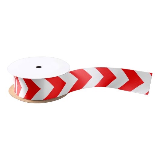 Ruban En Satin Ruban vertical Chevron rouge et blanc moyen (Bobine)