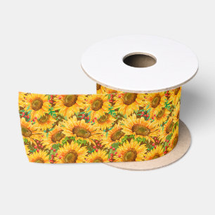 Ruban En Satin Rubans de tournesols ensoleillés