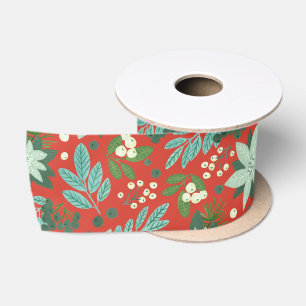 Ruban En Satin Rubans Floraux Rouge de Noël