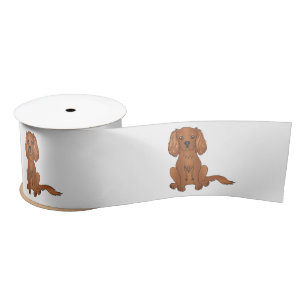 Ruban En Satin Ruby Cavalier King Charles Spaniel Chien assis