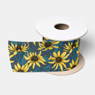 Ruban En Satin Rudbekia jaune sur la marine