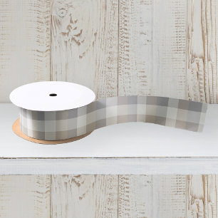 Ruban En Satin Rustique Plaid Tan Grey Ivory