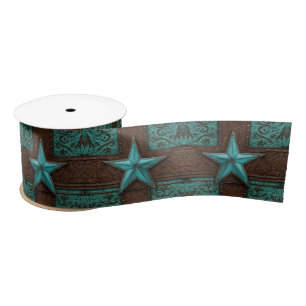 Ruban En Satin Rustique Western Pays Turquoise Cowboy Texas Star