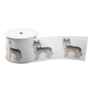 Ruban En Satin Sable Siberian Husky Chien de Dessin Animé Mignon