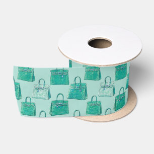 Ruban En Satin Sac à main en croco sarcelle émeraude Motif de mod