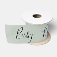 Sage Green Baby Script Élégant Baby shower Satin