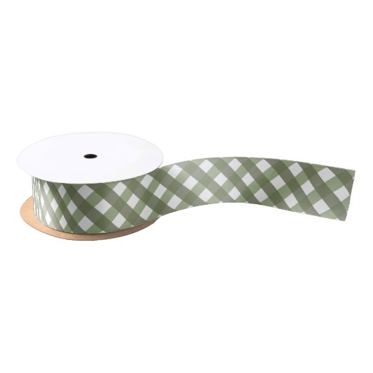 Ruban En Satin Sage Green En vichy Motif (Bobine)