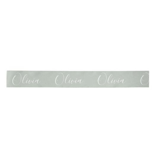 Ruban En Satin Sage personnalisé Vert Élégant Nom Satin Ruban (Devant)