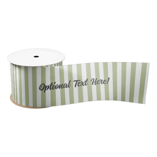 Ruban En Satin Sage vert et blanc trié - Ajouter son propre texte (Bobine)