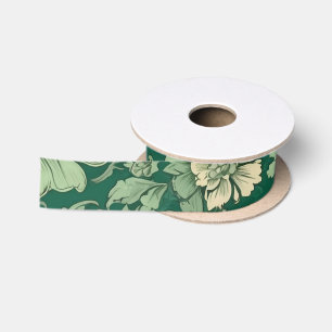 Ruban En Satin Sage Vert Vintage motif floral